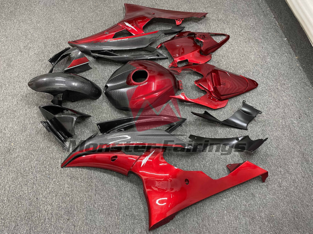 Gloss Red Carbon Fiber Style ABS fairings for Yamaha R6 2008 - 2016 - premium OEM fit kit by Monster Fairings