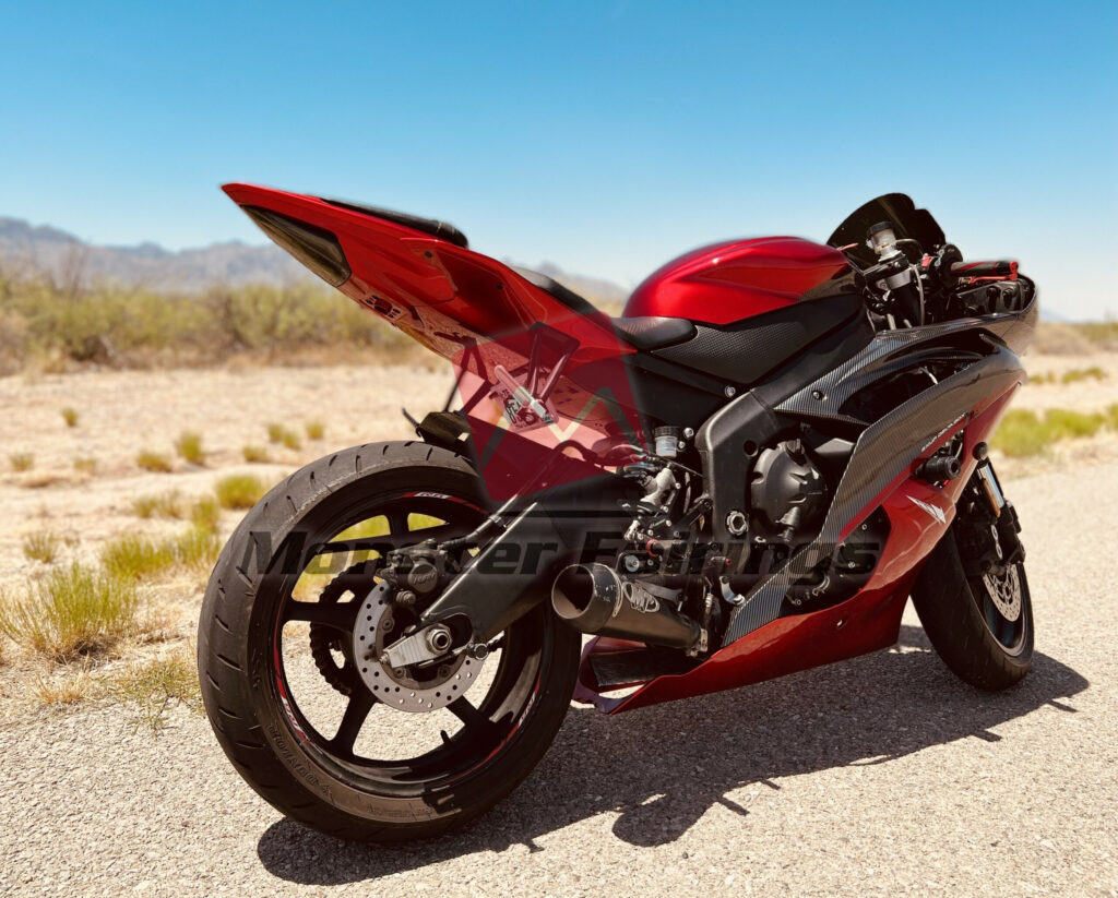 Yamaha R6 2008 - 2016 ABS fairings, Gloss Red Carbon Fiber Style - high - quality motorcycle kit by Monster Fairings