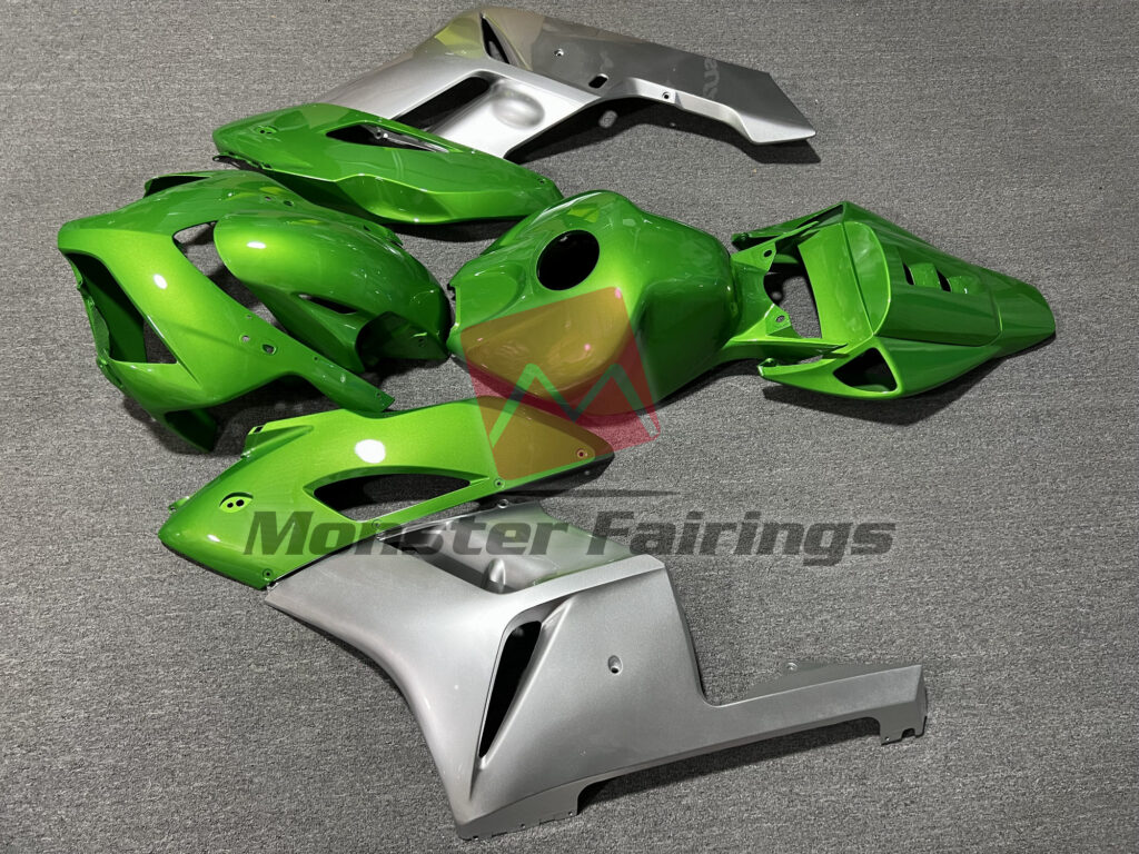 2004 - 2005 Honda CBR1000RR Gloss Green & and Silver fairing set - ABS injection, custom painted by Monster Fairings