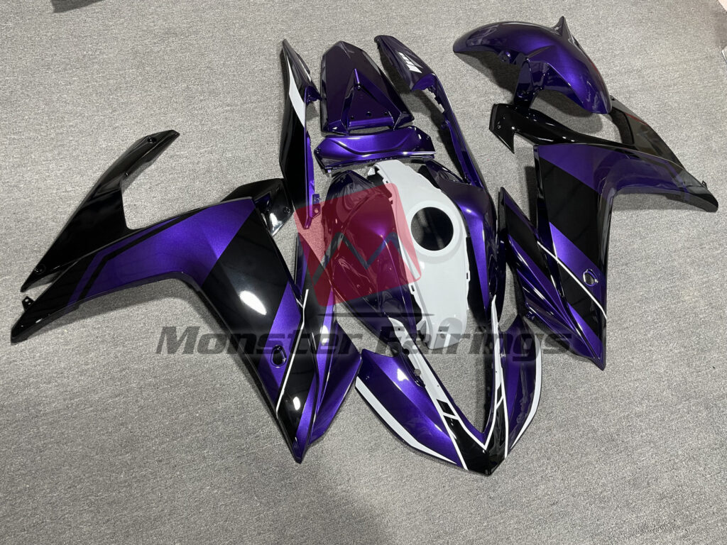 Yamaha R3 custom ABS fairings 2014 - 2018 in Purple Gloss Black - durable replacement kit, Monster Fairings