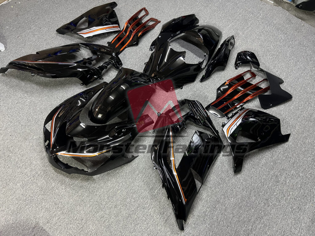 Gloss Black with Orange ABS fairings for Kawasaki ZX14R 2012 - 2024 - premium OEM fit kit by Monster Fairings
