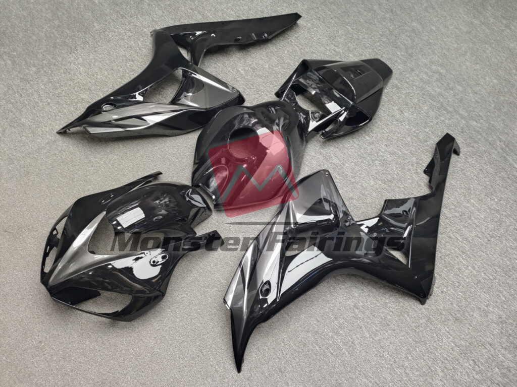 2006 - 2007 Honda CBR1000RR Gloss Black & Gray fairing set - ABS injection, custom painted by Monster Fairings