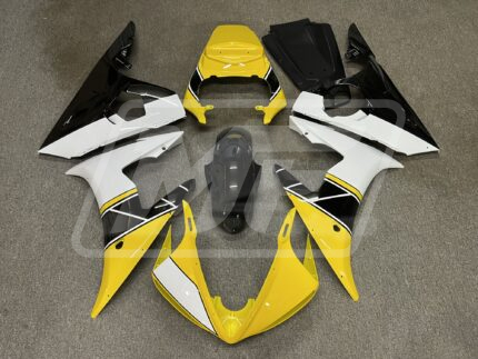 Yamaha R6 2003-2004 Gloss Black & Yellow with White ABS Fairings | Monster Fairings