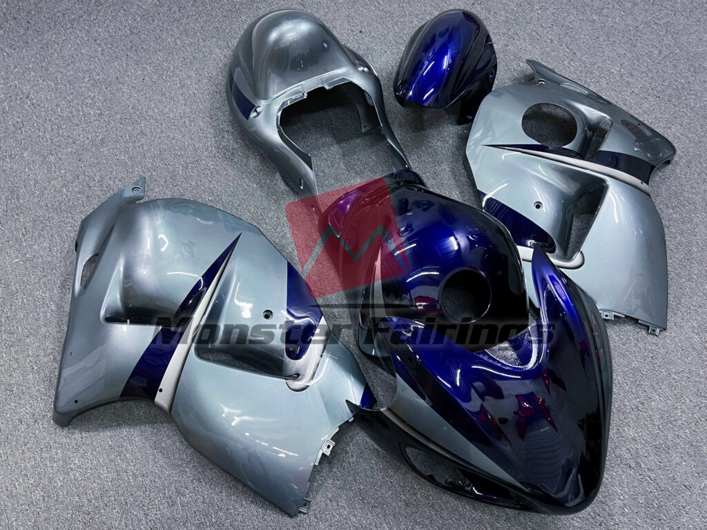 Gloss Silver & Blue ABS fairings for Suzuki GSXR 1300 1997 - 2007 - premium OEM fit kit by Monster Fairings
