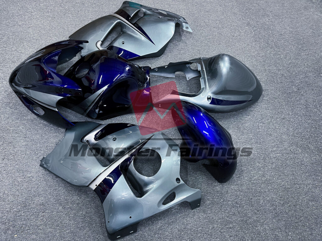 1997 - 2007 Suzuki GSXR 1300 Gloss Silver & Blue fairing set - ABS injection, custom painted by Monster Fairings