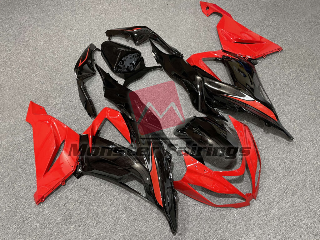 Gloss Black & and Red ABS fairings for Kawasaki ZX6R 2013 - 2018 - premium OEM fit kit by Monster Fairings