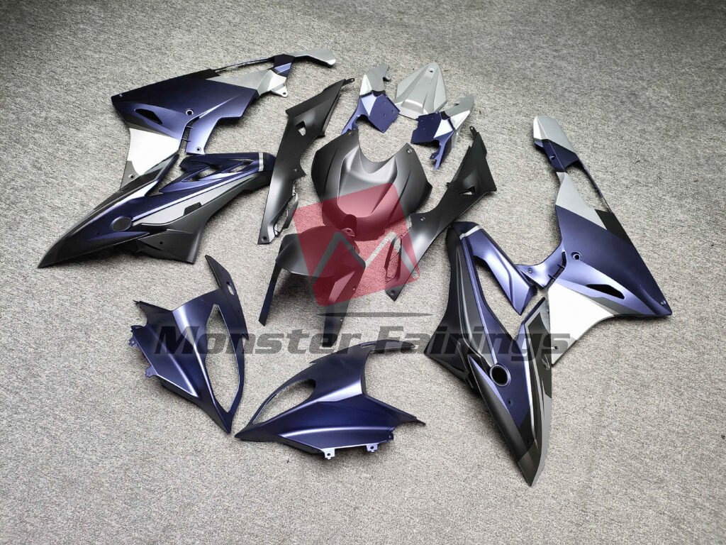 2015 - 2016 BMW S1000RR Matte Blue & Black Gray fairing set - ABS injection, custom painted by Monster Fairings