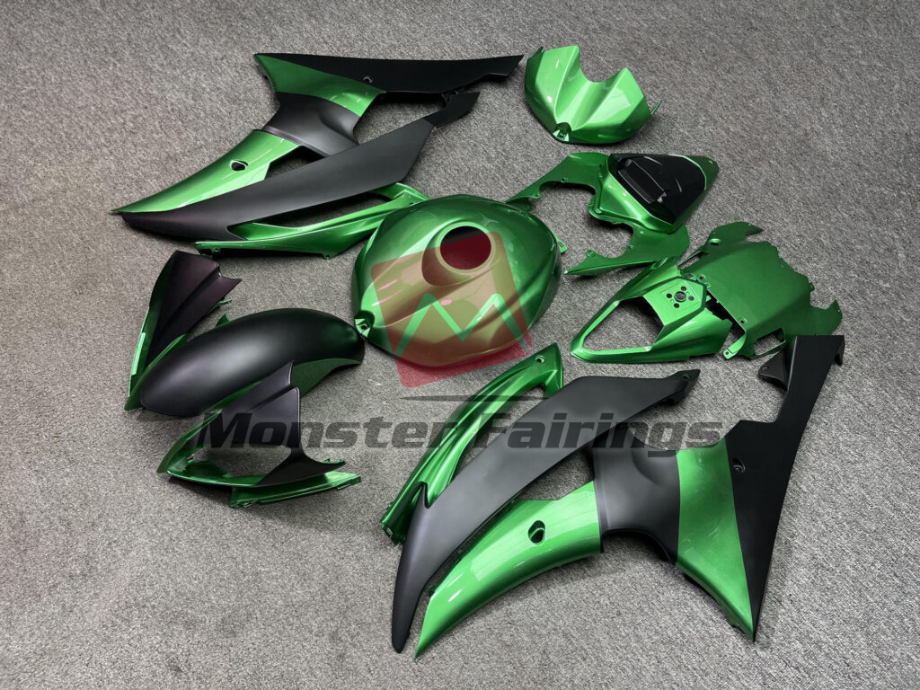 Yamaha R6 custom ABS fairings 2008 - 2016 in Gloss Forest Green & Matte Black - durable replacement kit, Monster Fairings