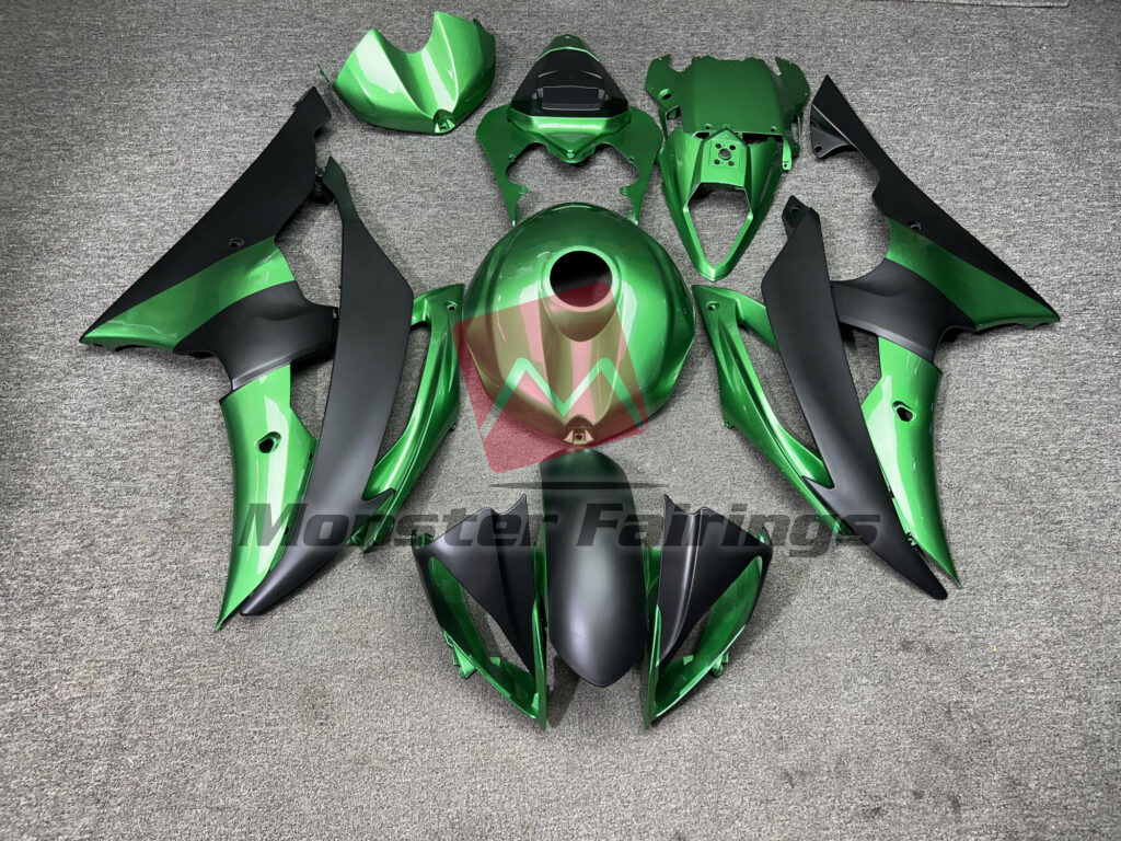 Yamaha R6 2008 - 2016 Gloss Forest Green & Matte Black ABS fairings - custom motorcycle bodywork kit by Monster Fairings