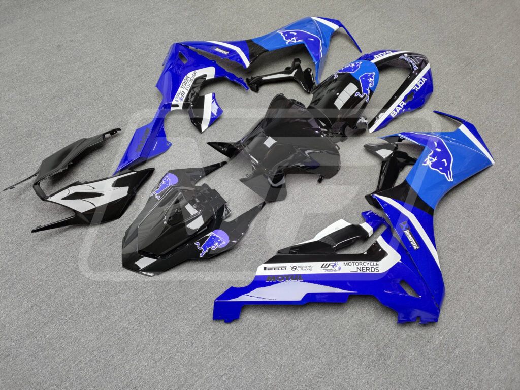Honda CBR1000RR custom ABS fairings 2017 - 2025 in Gloss Blue Black & White Bull - durable replacement kit, Monster Fairings