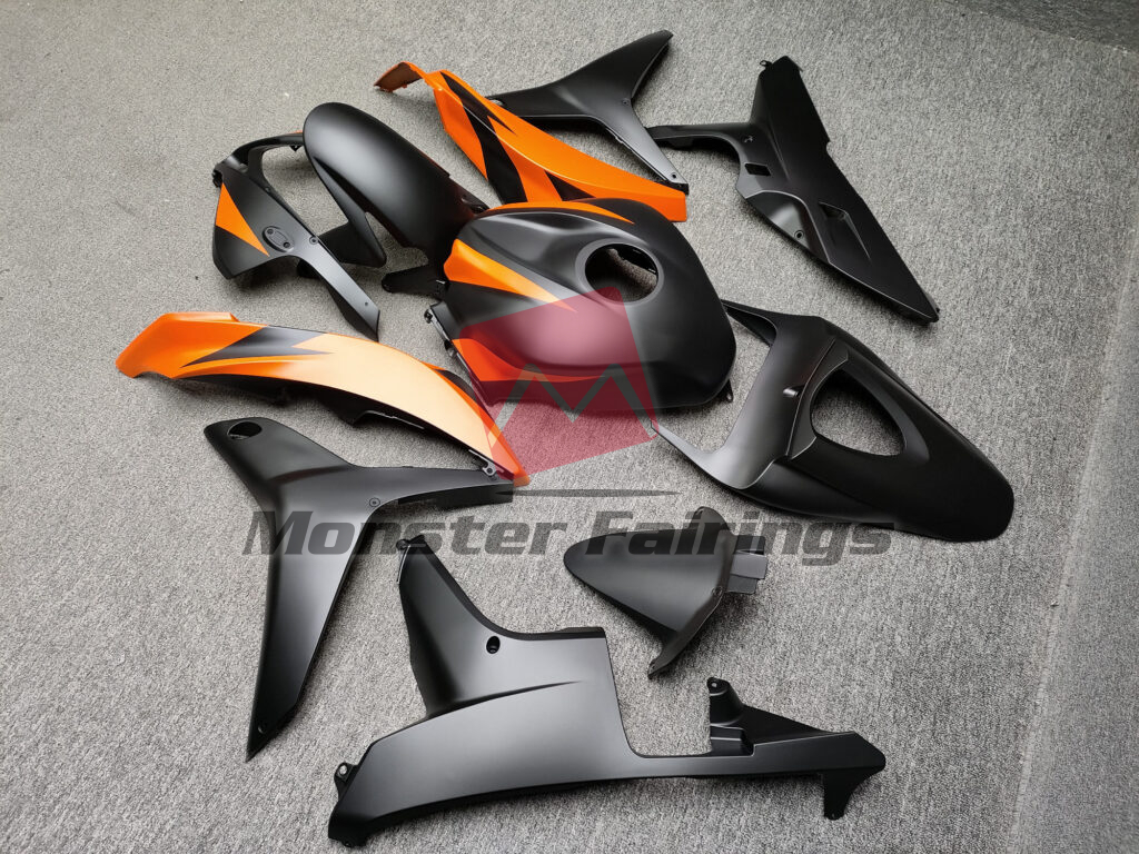 Matte Black Orange ABS fairings for Honda CBR600RR 2007 - 2008 - premium OEM fit kit by Monster Fairings