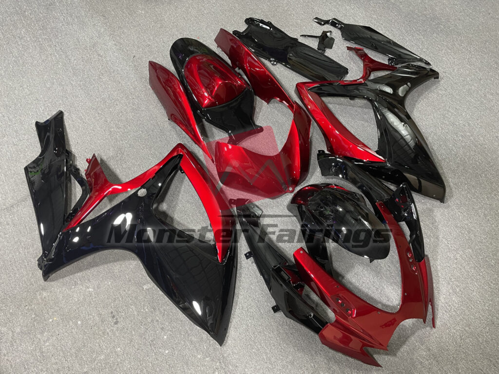 Suzuki GSXR custom ABS fairings 2006 - 2007 in Gloss Maroon Red & Black - durable replacement kit, Monster Fairings