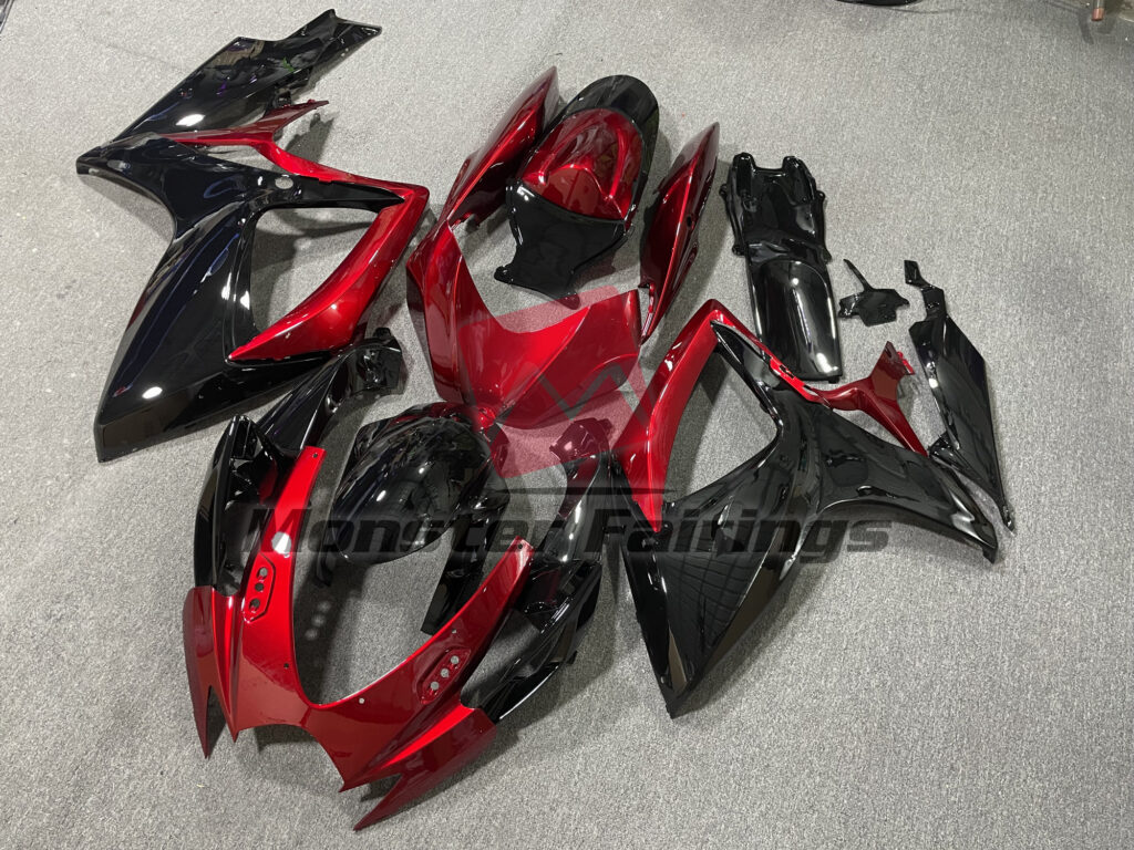 Gloss Maroon Red & Black ABS fairings for Suzuki GSXR 600 - 750 2006 - 2007 - premium OEM fit kit by Monster Fairings