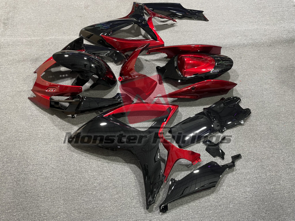 2006 - 2007 Suzuki GSXR Gloss Maroon Red & Black fairing set - ABS injection, custom painted by Monster Fairings