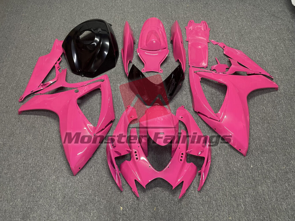 Suzuki GSXR 600 - 750 2006 - 2007 Hot Pink and Black ABS fairings - custom motorcycle bodywork kit by Monster Fairings