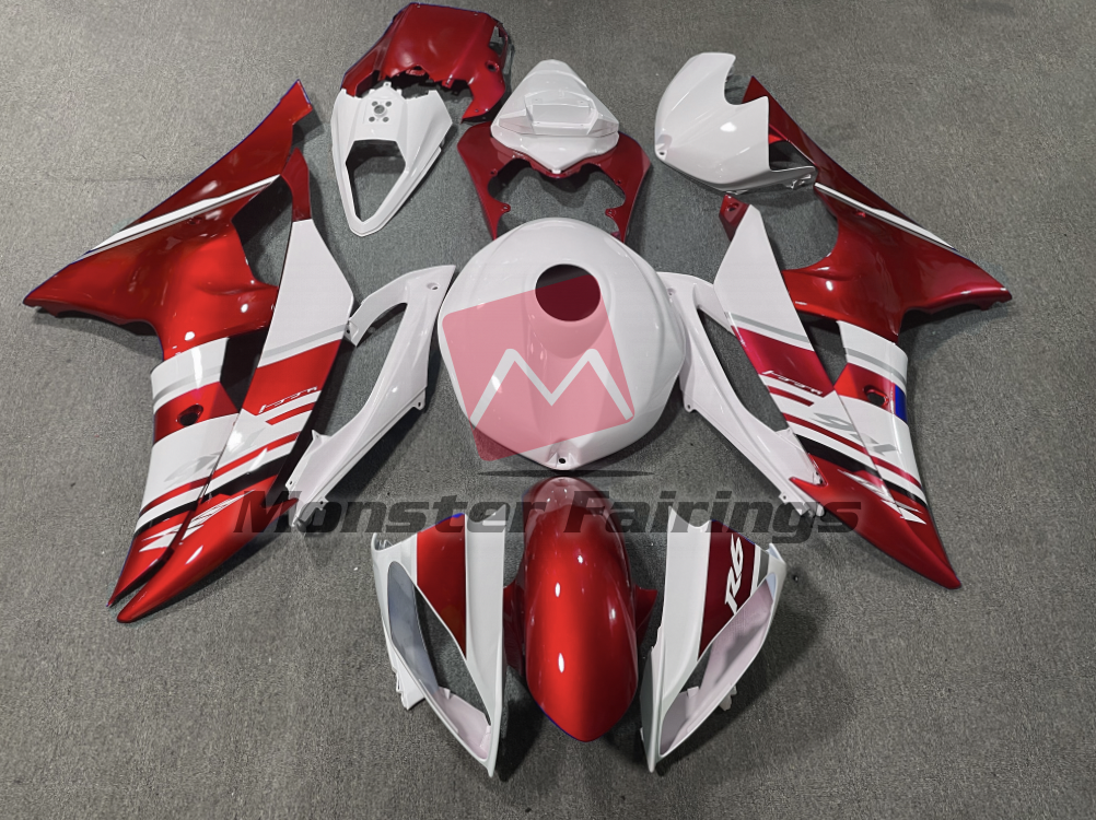Yamaha R6 2008 - 2016 Gloss White Red OEM Style ABS fairings - custom motorcycle bodywork kit by Monster Fairings
