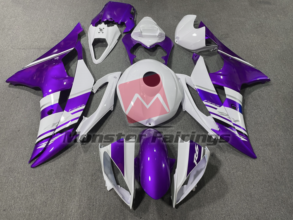 Yamaha R6 2008 - 2016 Gloss White Purple OEM Style ABS fairings - custom motorcycle bodywork kit by Monster Fairings