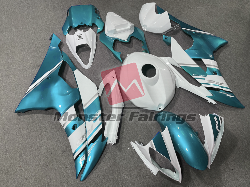 Gloss White Light Blue OEM Style ABS fairings for Yamaha R6 2008 - 2016 - premium OEM fit kit by Monster Fairings