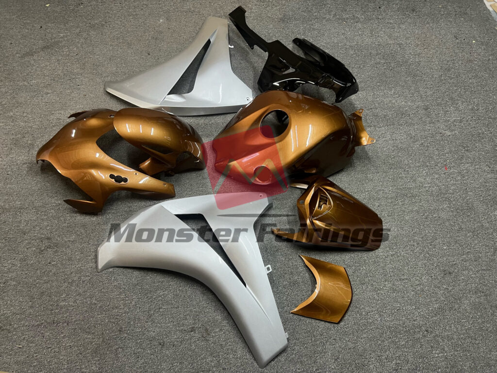 2008 - 2011 Honda CBR1000RR Gloss Orange and Silver fairing set - ABS injection, custom painted by Monster Fairings