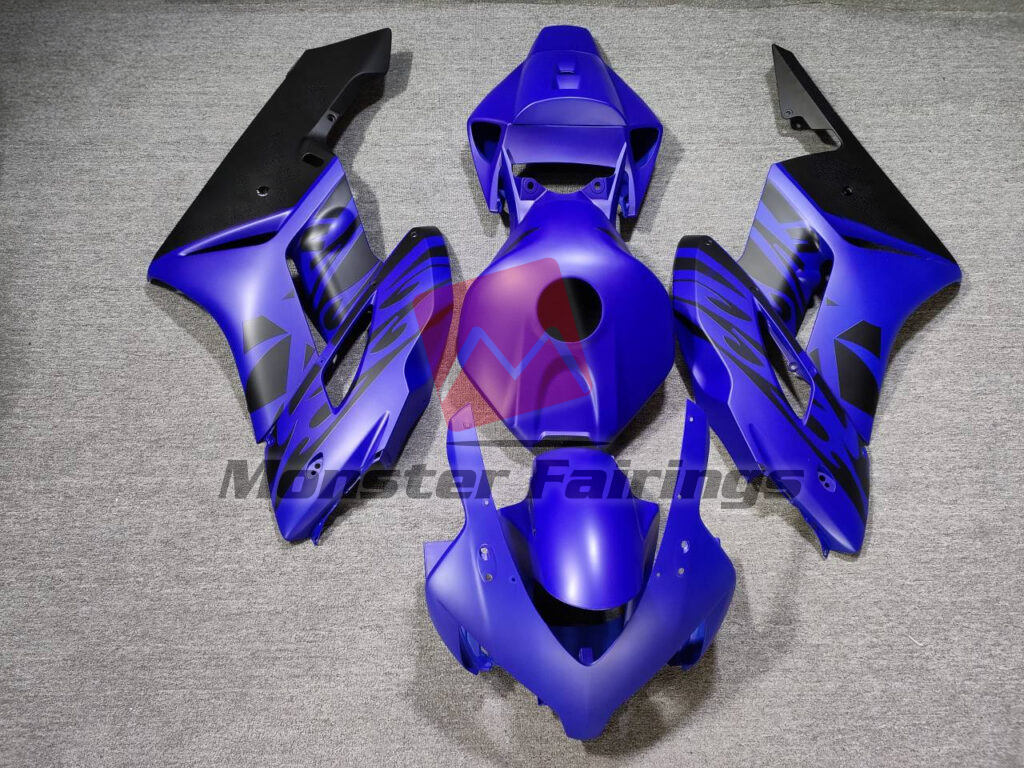 Honda CBR1000RR 2004 - 2005 Matte Blue & and Black Flame ABS fairings - custom motorcycle bodywork kit by Monster Fairings