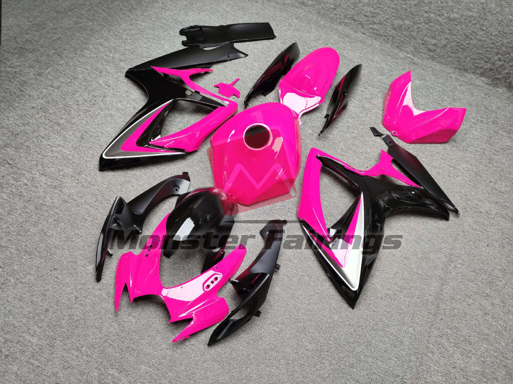 Gloss Pink & Black ABS fairings for Suzuki GSXR 600 - 750 2006 - 2007 - premium OEM fit kit by Monster Fairings