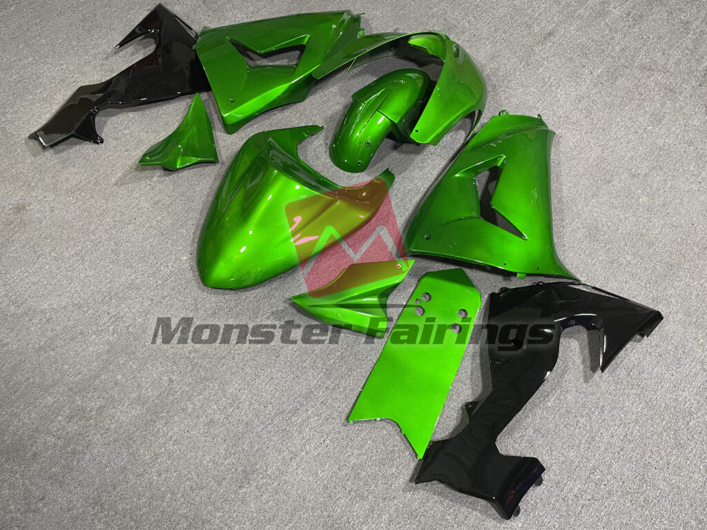 2006 - 2007 Kawasaki ZX10R Gloss Reptile Green fairing set - ABS injection, custom painted by Monster Fairings