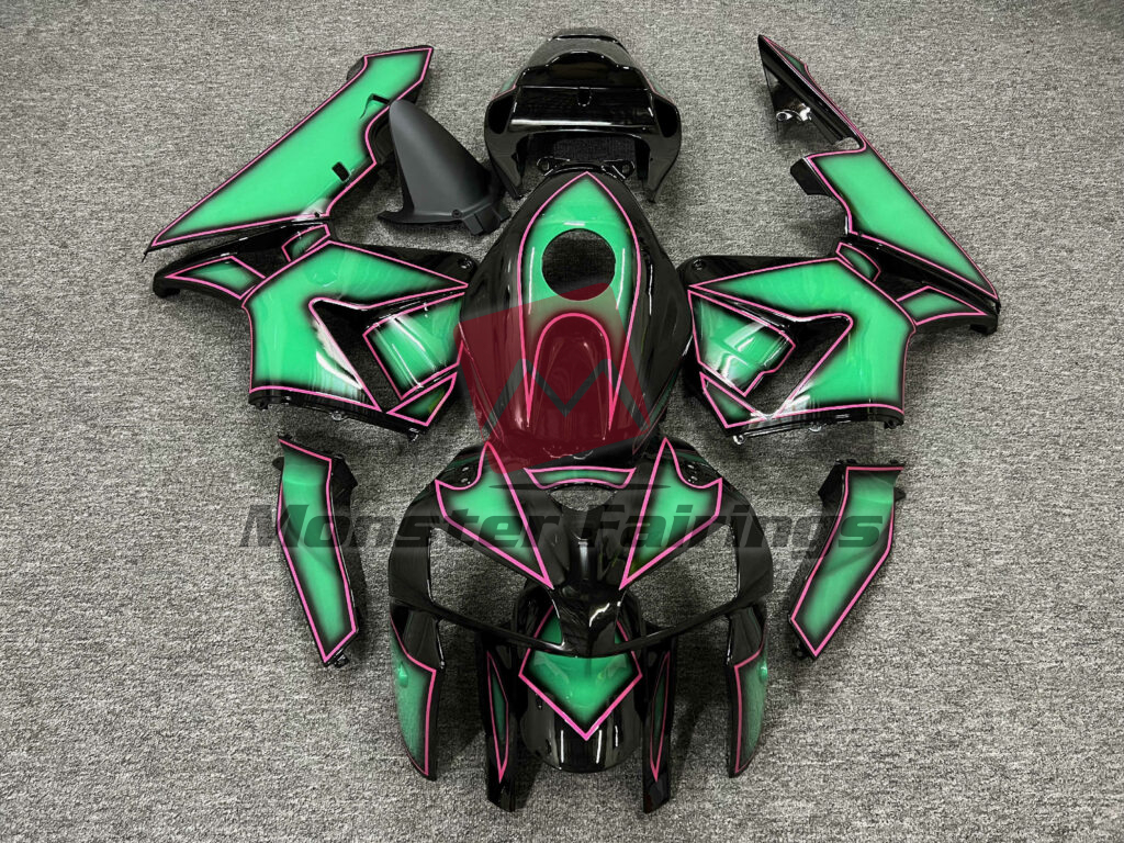 Honda CBR600RR 2005 - 2006 Gloss Black & Emerald Green Pink ABS fairings - custom motorcycle bodywork kit by Monster Fairings