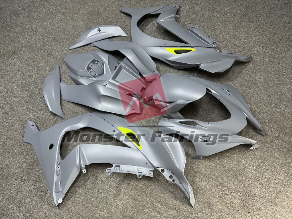2016 - 2020 Kawasaki ZX10R Matte Gray with Yellow fairing set - ABS injection, custom painted by Monster Fairings