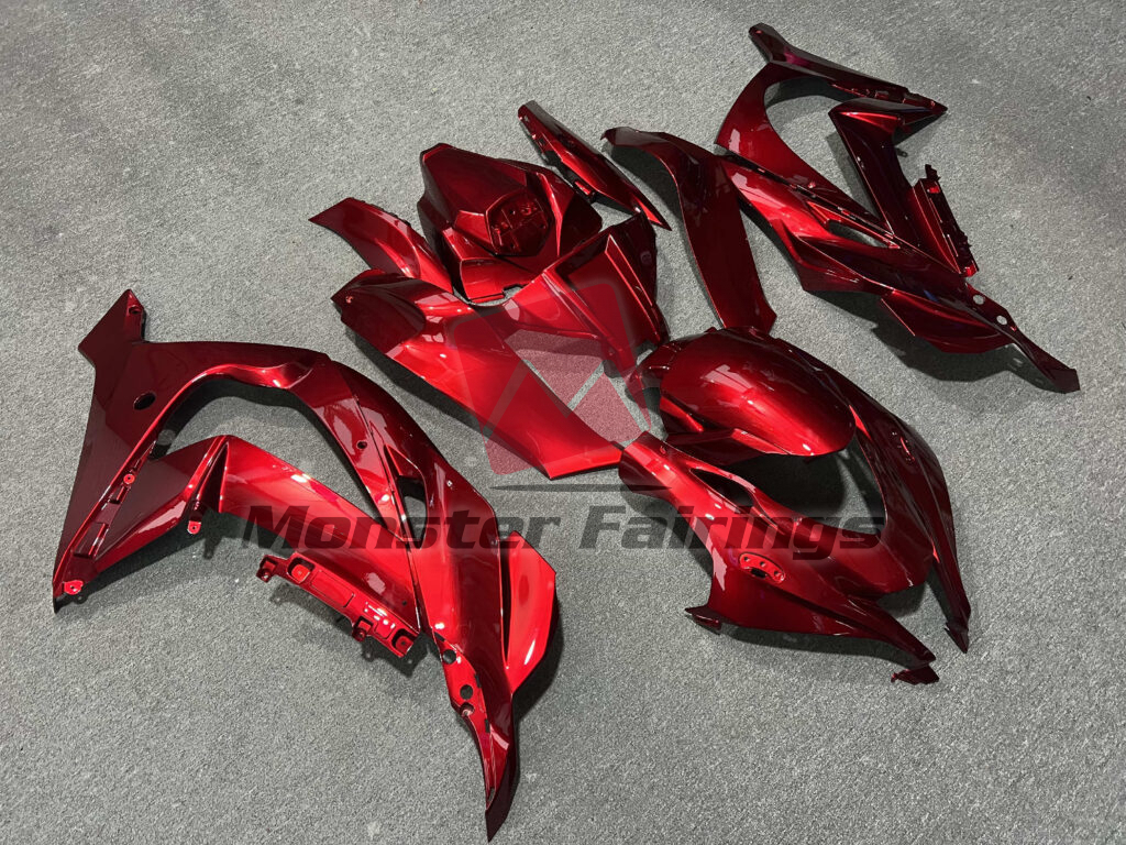 2016 - 2020 Kawasaki ZX10R Gloss Candy Red fairing set - ABS injection, custom painted by Monster Fairings