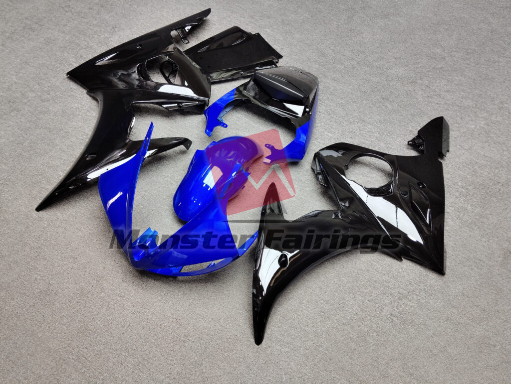 Gloss Black & Blue ABS fairings for Yamaha R6 2003 - 2004 - premium OEM fit kit by Monster Fairings