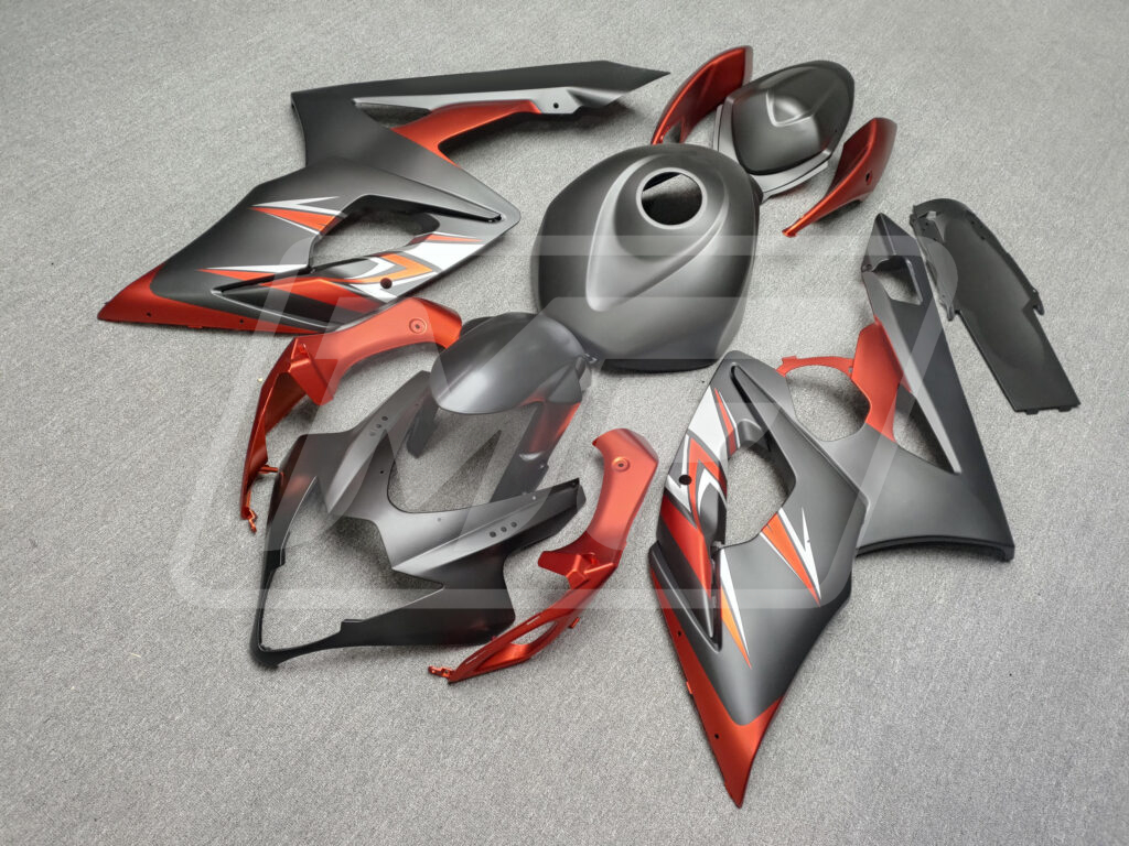 Suzuki GSXR custom ABS fairings 2005 - 2006 Matte Black & White Red - durable replacement kit, Monster Fairings