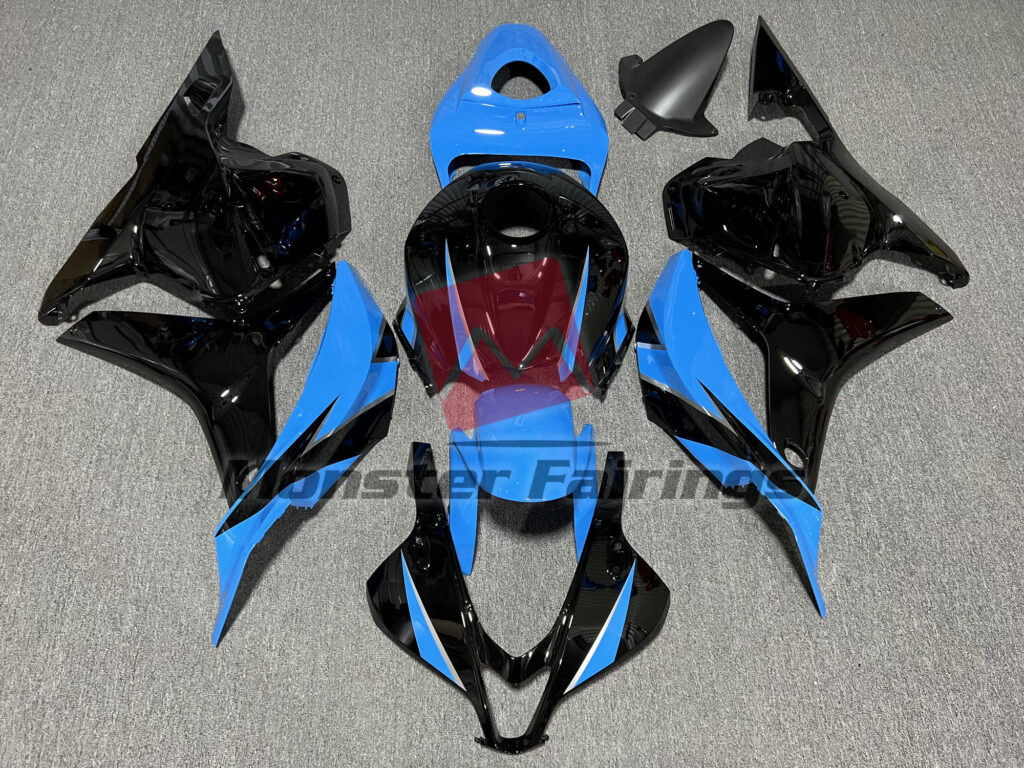 Honda CBR600RR 2009 - 2012 Gloss Black with Sky Blue ABS fairings - custom motorcycle bodywork kit by Monster Fairings