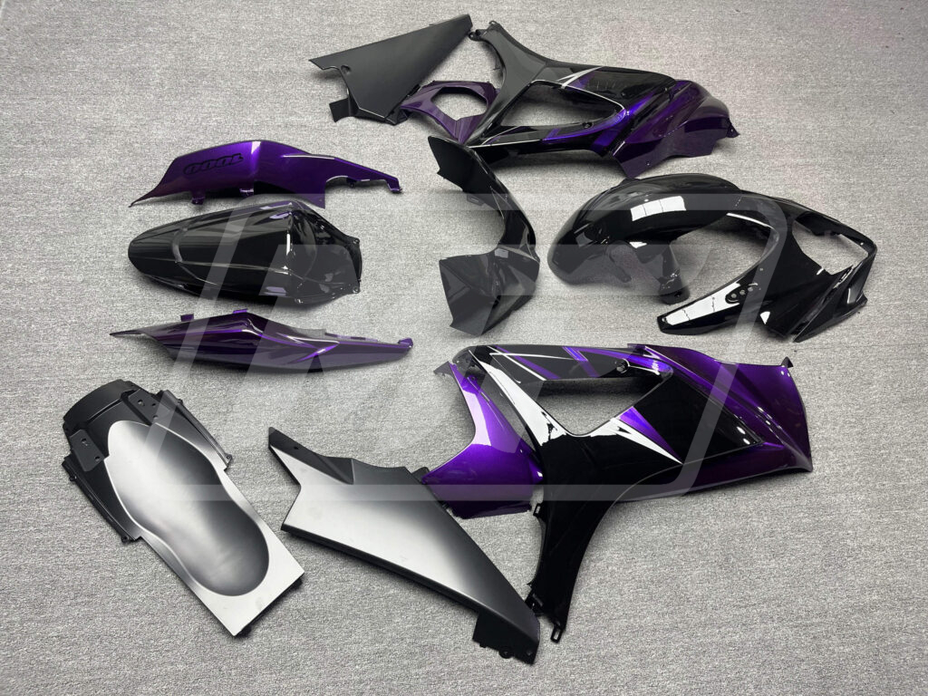 2007 - 2008 Suzuki GSXR 1000 Gloss Black & Purple Matte Black fairing set - ABS injection, custom painted by Monster Fairings