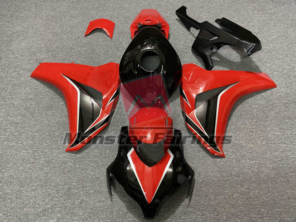 Honda CBR1000RR 2008 - 2011 Gloss Black with Red ABS fairings - custom motorcycle bodywork kit by Monster Fairings