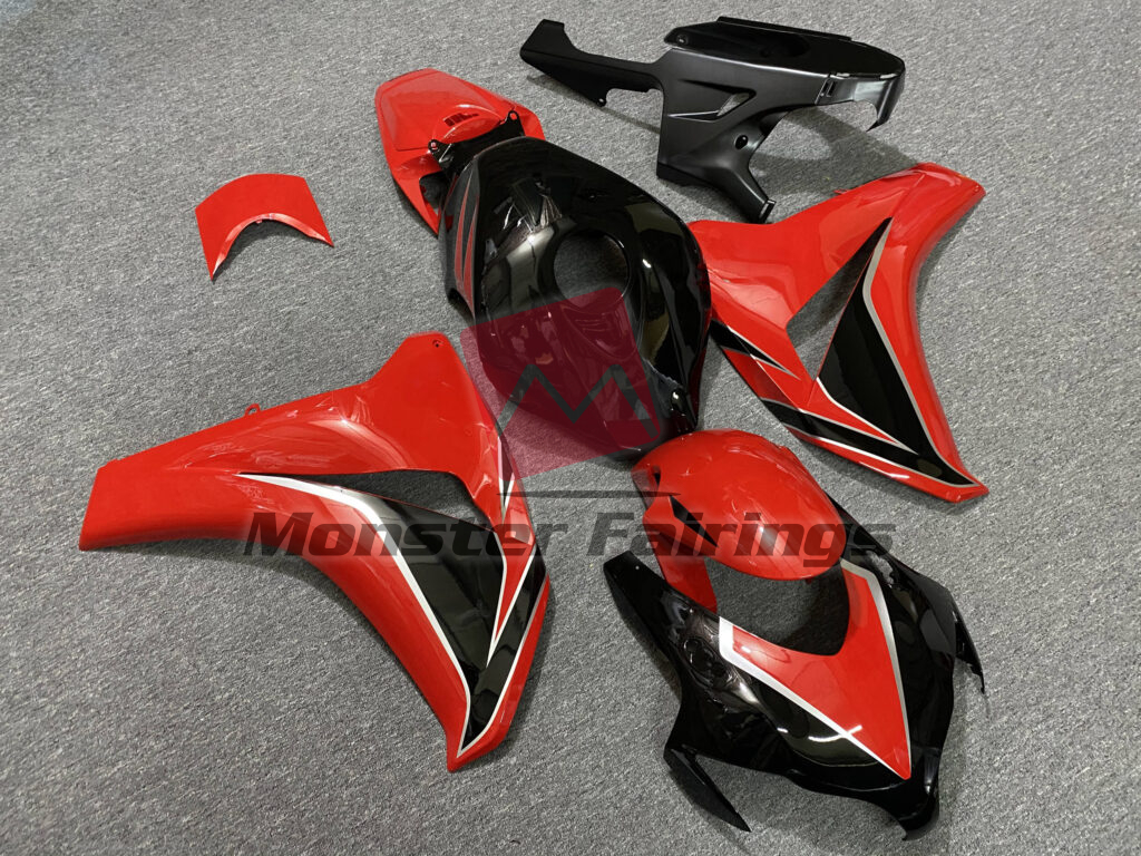 Honda CBR1000RR custom ABS fairings 2008 - 2011 Gloss Black with Red - durable replacement kit, Monster Fairings