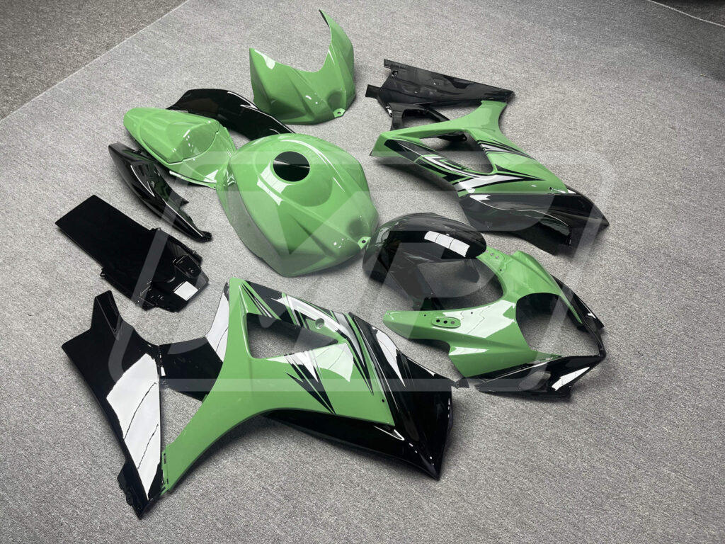 2007 - 2008 Suzuki GSXR 1000 Gloss Green & Black fairing set - ABS injection, custom painted by Monster Fairings