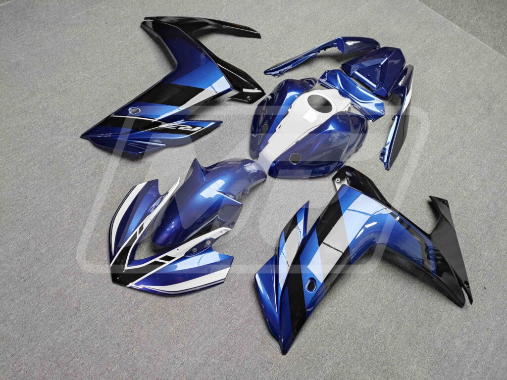 Gloss Black & Blue White ABS fairings for Yamaha R3 2014 - 2018 - premium OEM fit kit by Monster Fairings