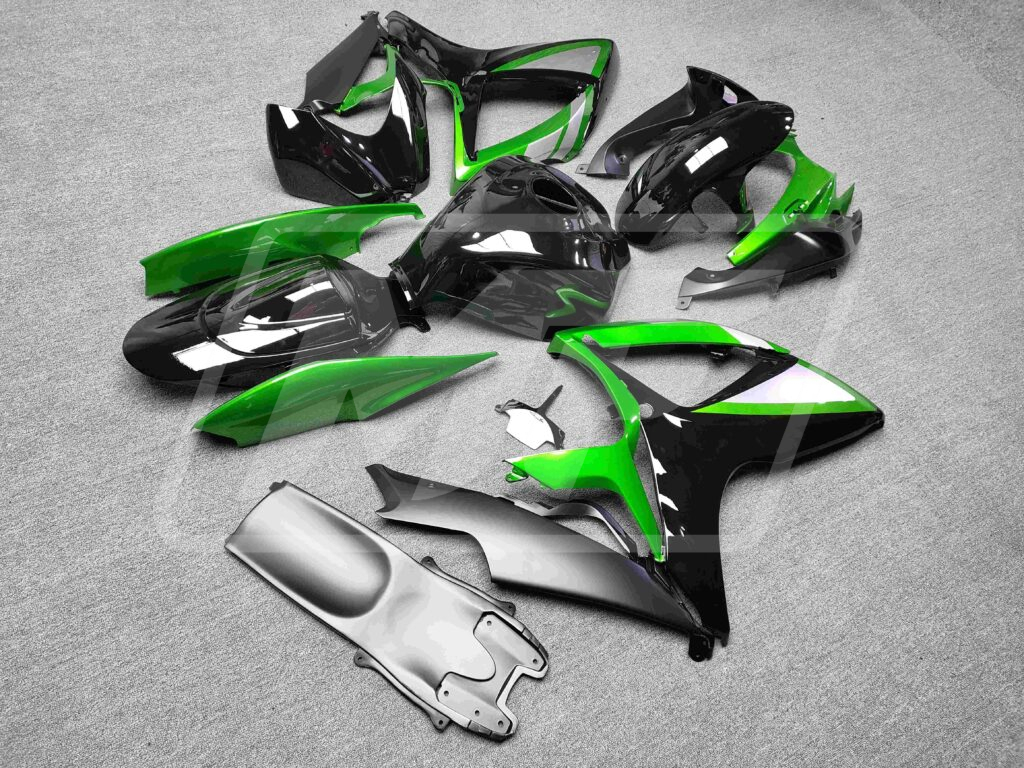 Monster Fairings ABS fairing kit for Suzuki GSXR 600 - 750 2006 - 2007 - Gloss Black & Green with Silver, precise OEM fit