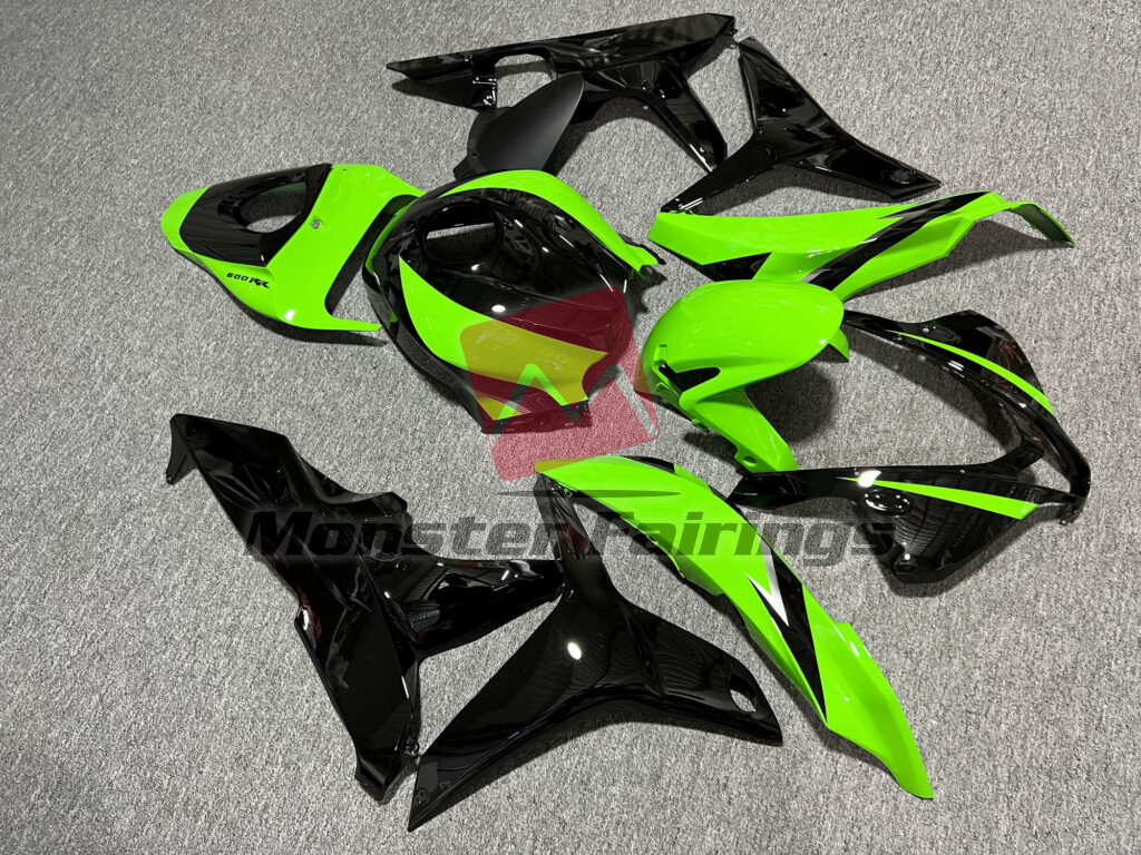 Honda CBR600RR custom ABS fairings 2007 - 2008 in Gloss Green & Black - durable replacement kit, Monster Fairings