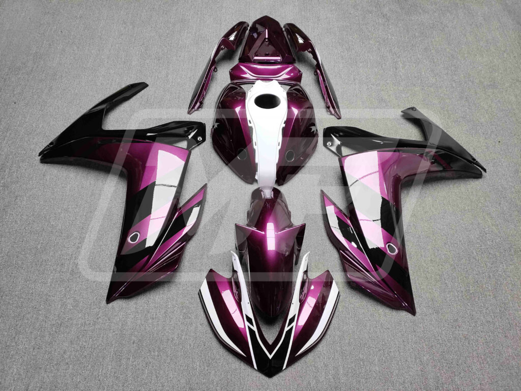 Yamaha R3 2014 - 2018 Gloss Black & Pink ABS fairings - custom motorcycle bodywork kit by Monster Fairings