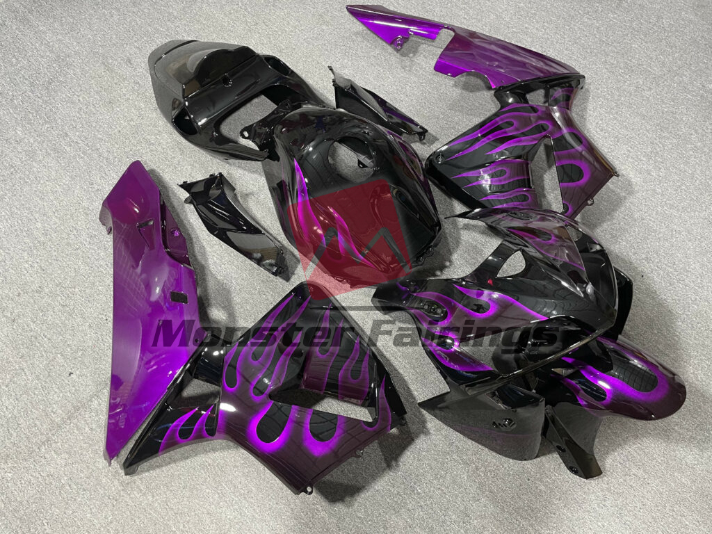 Gloss Black Purple Flame ABS fairings for Honda CBR600RR 2005 - 2006 - premium OEM fit kit by Monster Fairings