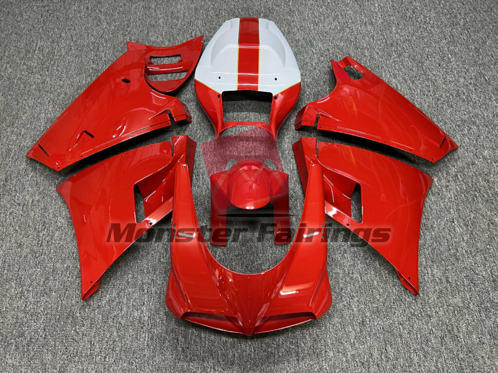 Ducati 996 748 916 998 Gloss Red White ABS fairings - custom motorcycle bodywork kit by Monster Fairings
