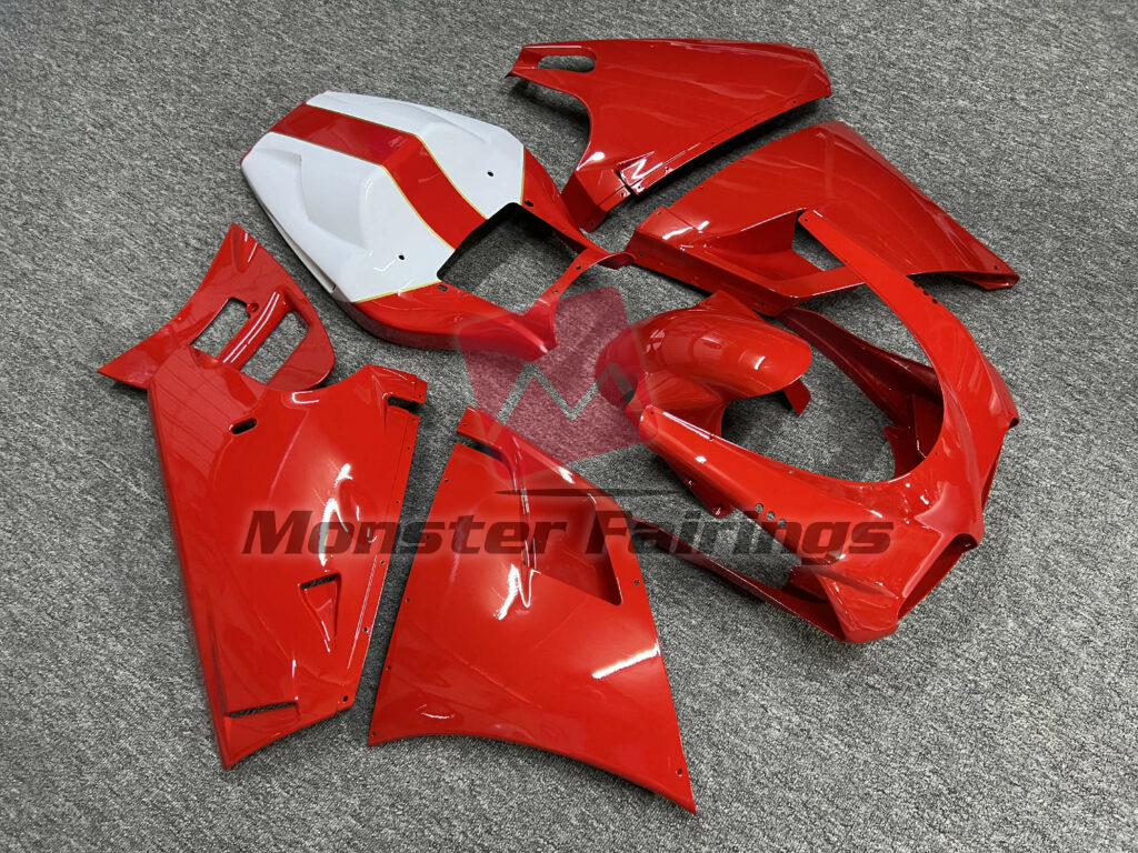 Ducati 996 748 916 998 Gloss Red and White fairing set - ABS injection, custom painted by Monster Fairings