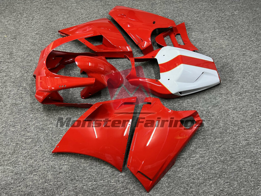 Ducati custom ABS fairings in Gloss Red and White - durable replacement kit, Monster Fairings