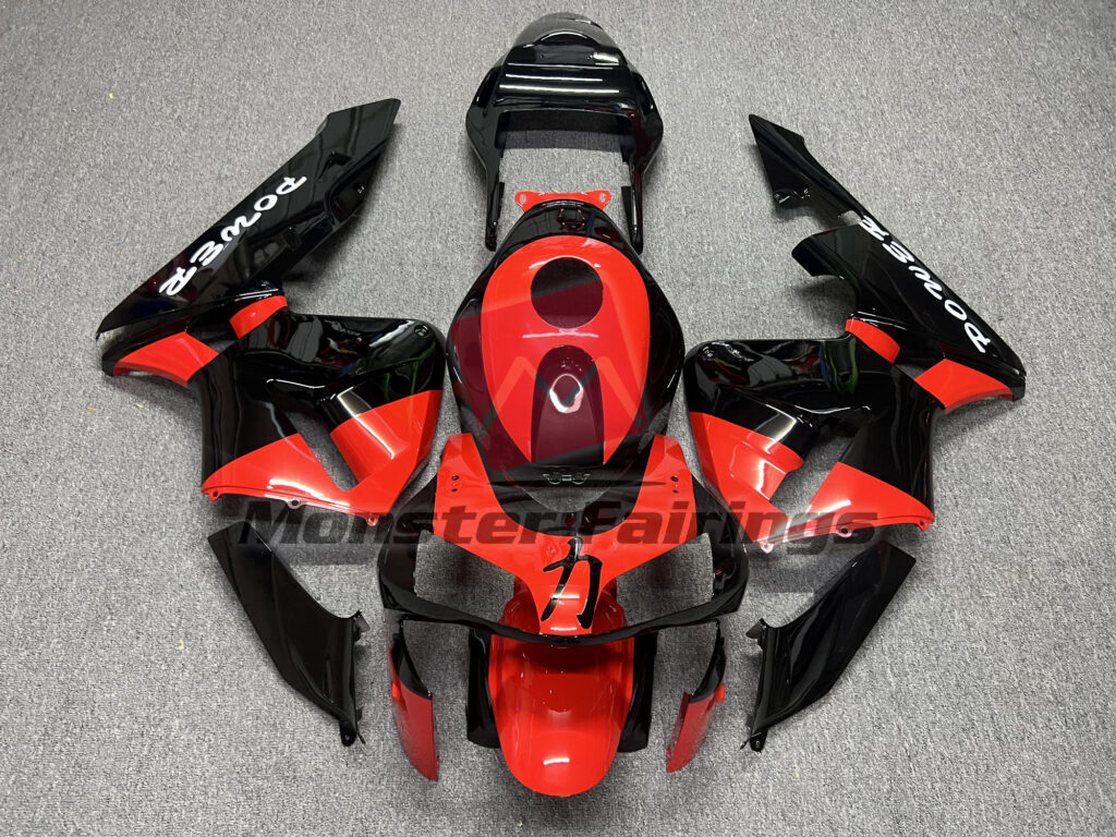 Honda CBR600RR 2003 - 2004 Gloss Black & Red Power ABS fairings - custom motorcycle bodywork kit by Monster Fairings