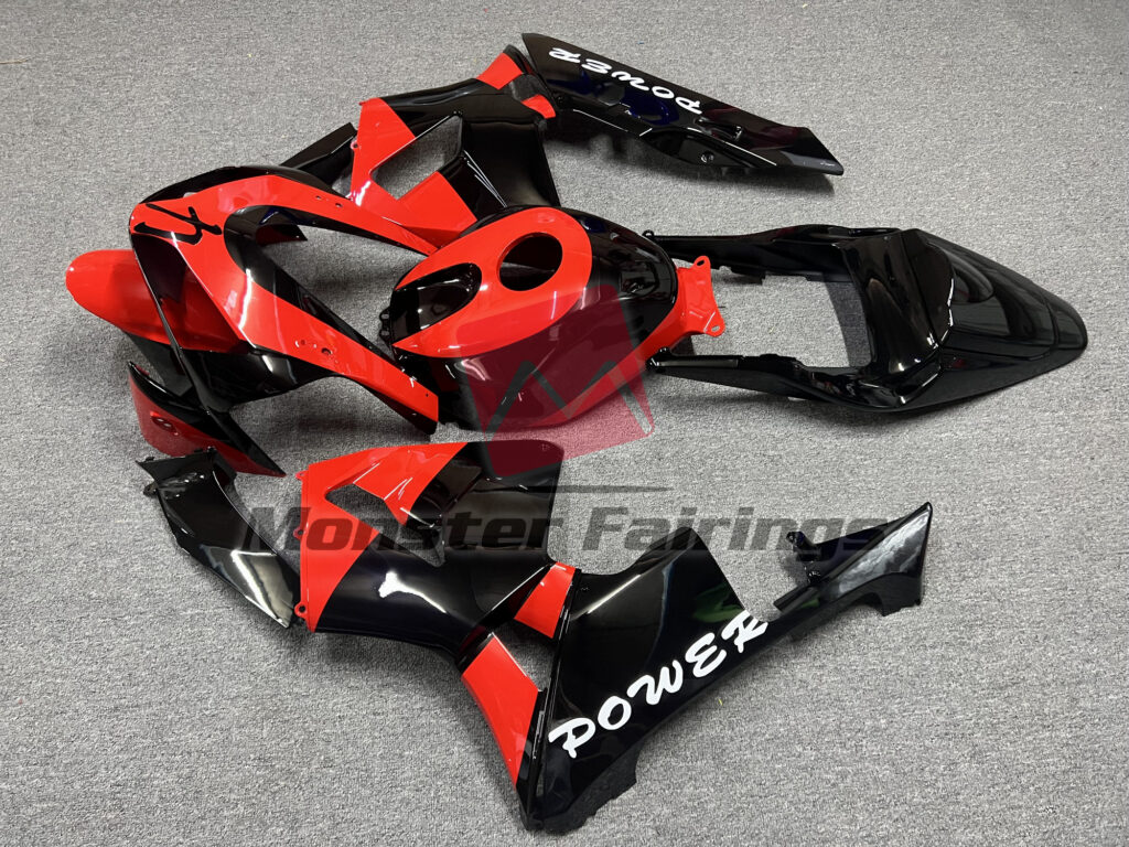 Honda CBR600RR custom ABS fairings 2003 - 2004 in Gloss Black & Red Power - durable replacement kit, Monster Fairings