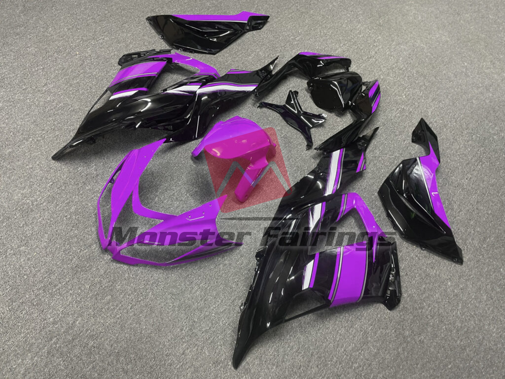Gloss Black With Pink & White ABS fairings for Kawasaki ZX6R 2013 - 2018 - premium OEM fit kit by Monster Fairings