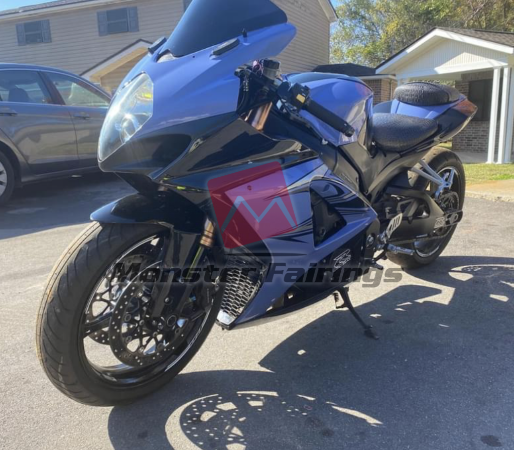 2007 - 2008 Suzuki GSXR 1000 Gloss Dark Blue & Black fairing set - ABS injection, custom painted by Monster Fairings