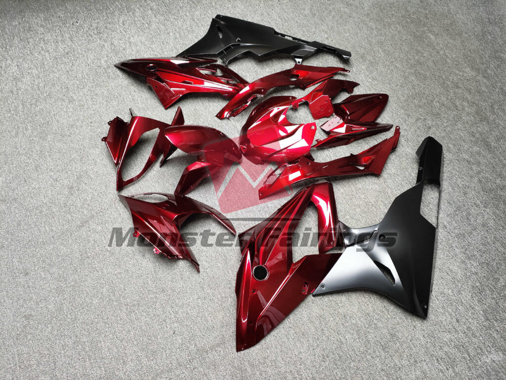 2015 - 2016 BMW S1000RR Gloss Candy Red & Matte Black fairing set - ABS injection, custom painted by Monster Fairings