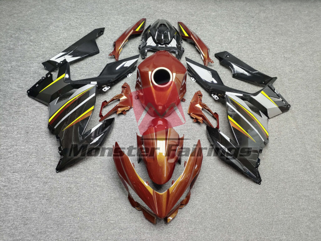 Kawasaki Ninja 400 2018 - 2024 Gloss Custom Orange Black ABS fairings - custom motorcycle bodywork kit by Monster Fairings